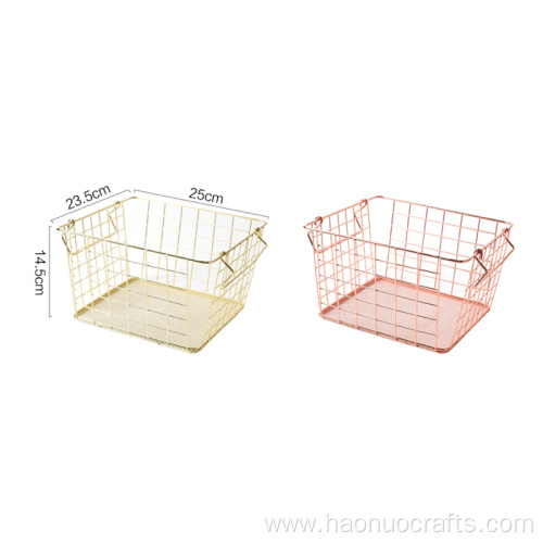 European Simple Golden Storage Basket with Metal Material